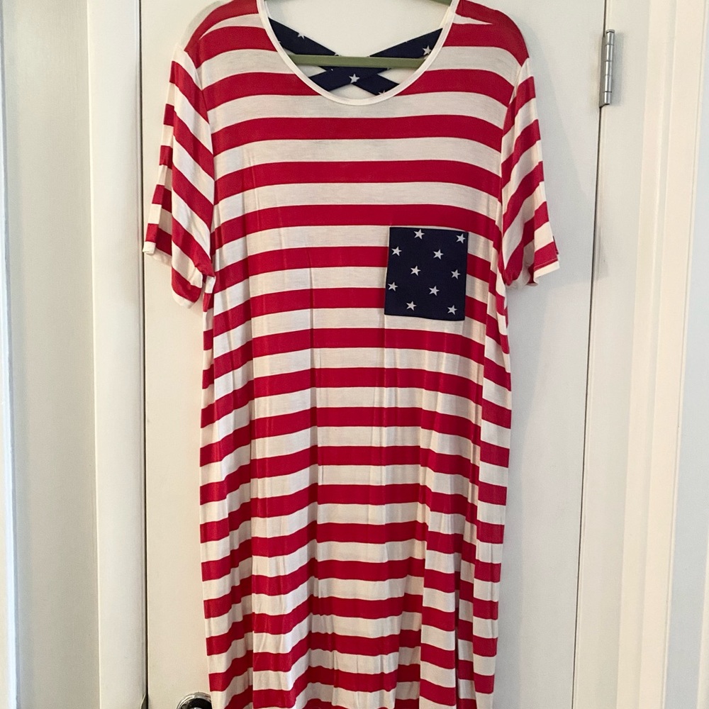 Chic Soul Stars And Stripes Short Sleeve Dress